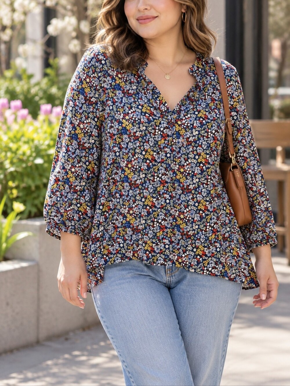 Old Navy The Tunic Shirt XXL Floral Print Linen Blend Boho Blouse